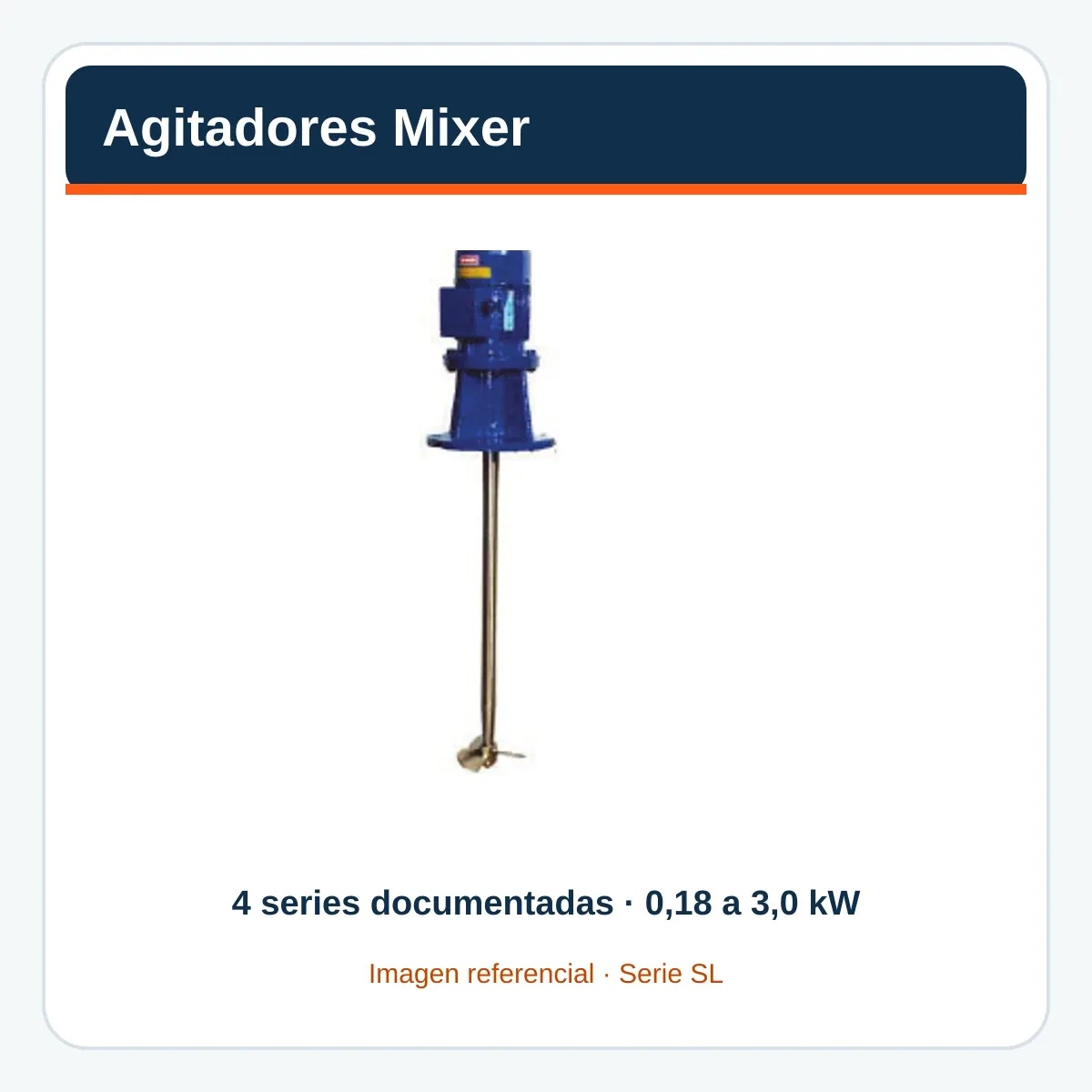 Imagen referencial de Agitadores verticales Mixer, serie Mixer, construida con el catálogo oficial Fluimac
